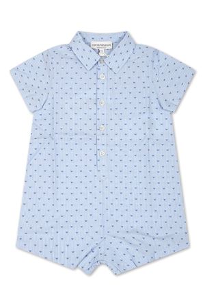 Sky blue cotton romper EMPORIO ARMANI KIDS | 3DND11NN0QZF742